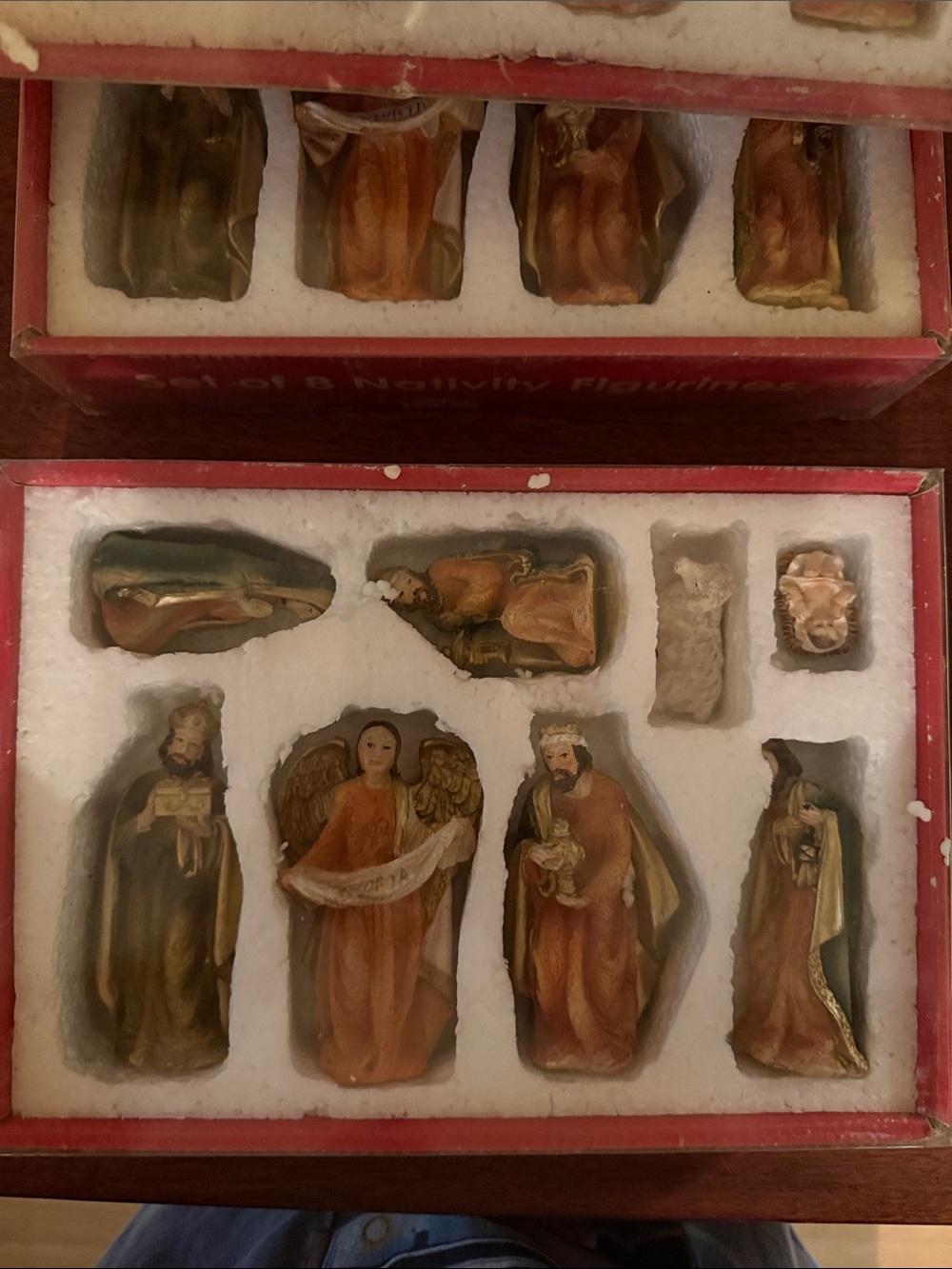 8-Piece Nativity Figurine Set in Green and Orange – Holiday Home Decor - Picture 2 of 3